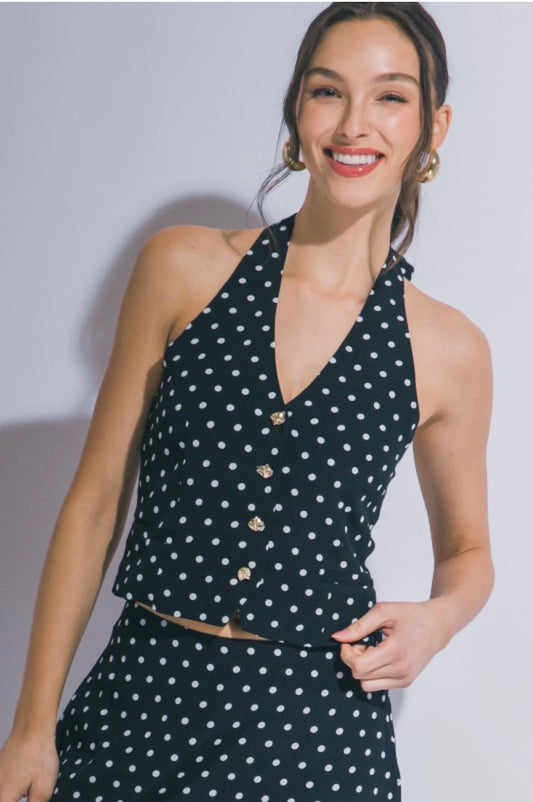 Polka dot halter top