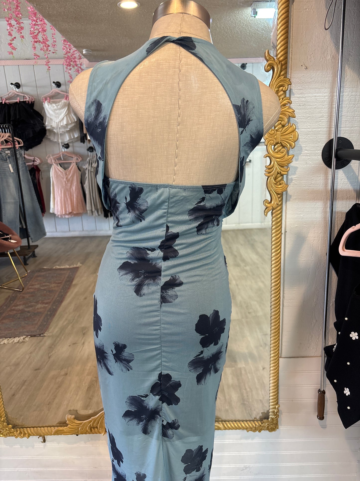 Midnight bloom maxi dress