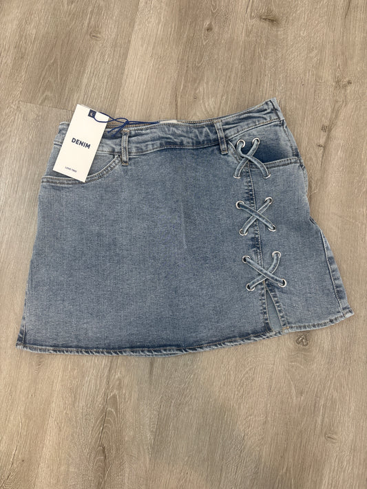 Washed blue denim skirt