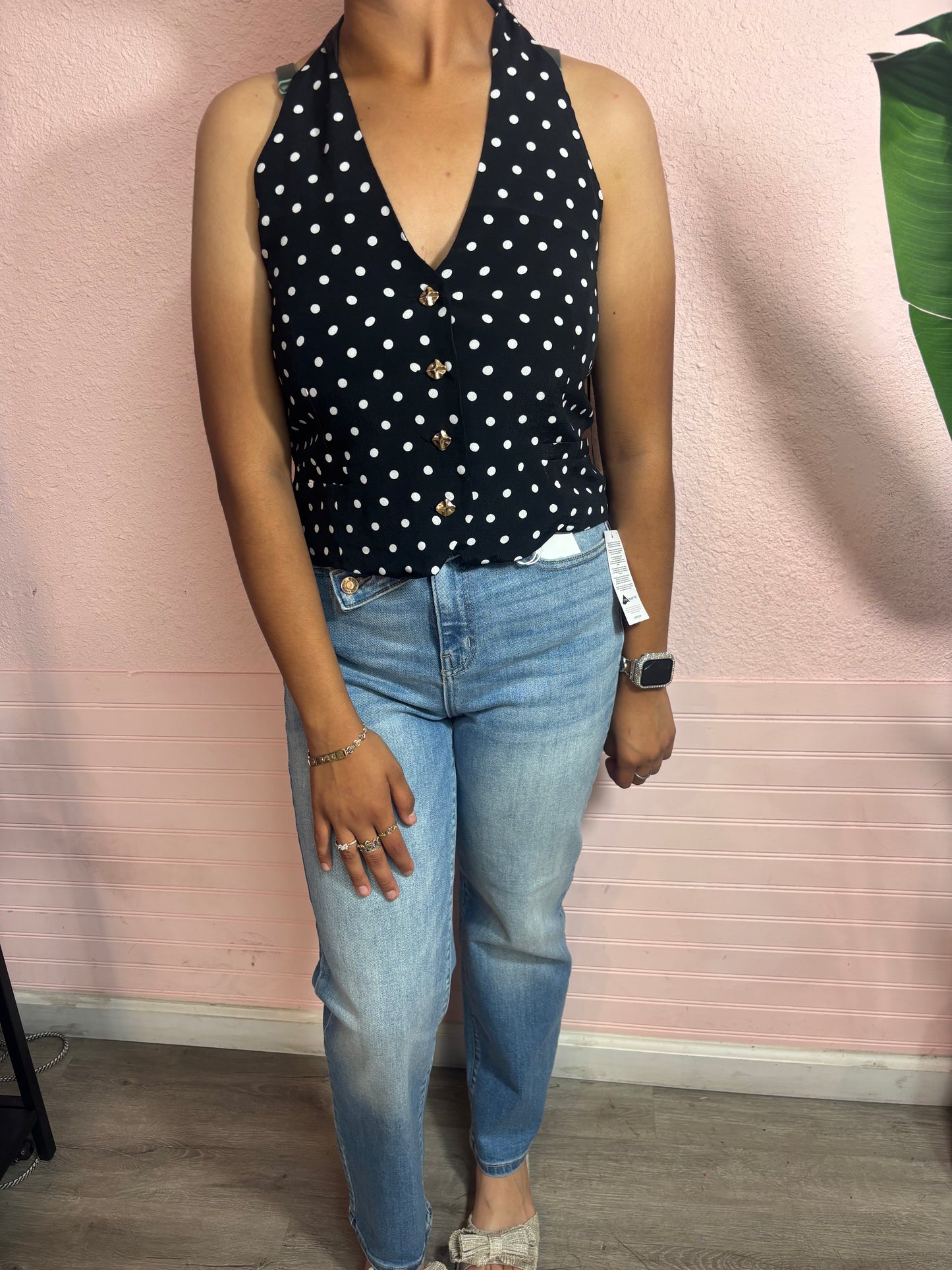 Polka dot halter top